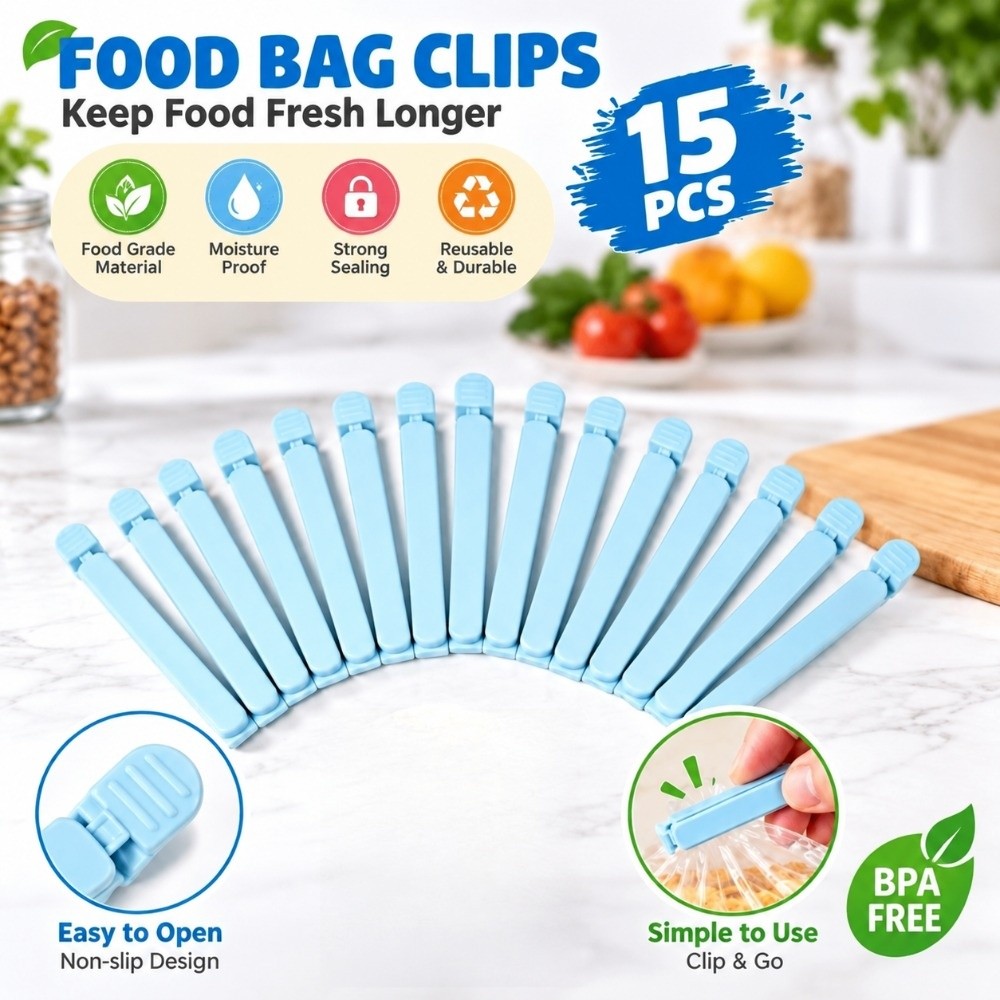 Food Storage Design - 15 adetlik plastik yiyecek poşeti kapatma