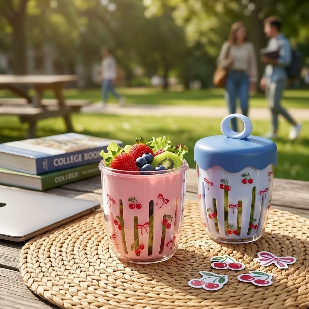 Food Storage Yogurt - Kapaklı, Süzgeçli, Çatal Saplı, Plastik Meyve