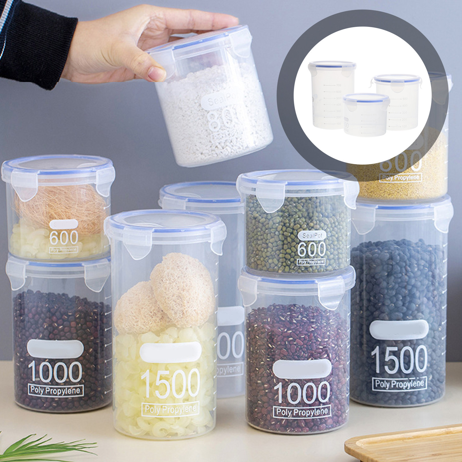 Food Storage And Preservation - 6 Adet Hava Geçirmez Kapaklı Saklama