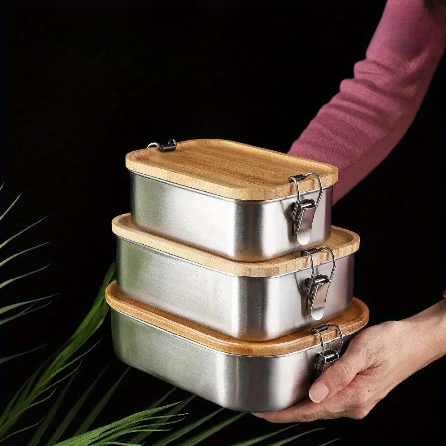 Food Storage And Preservation - Yeni 304 Paslanmaz Çelik Bambu Kapaklı