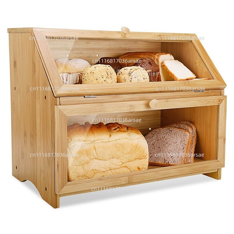 Food Storage Drawers - Kolay Açılır Bambu Ekmek Kutusu Kapaklı