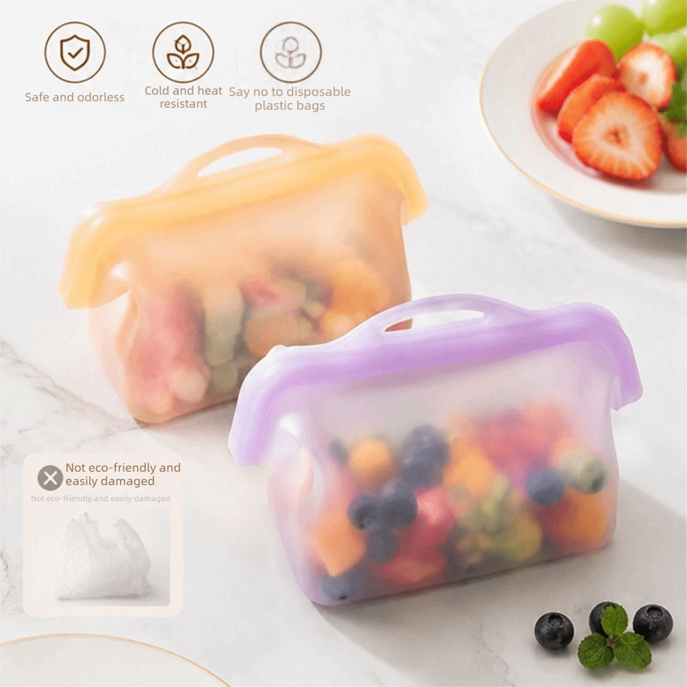 Food Storage And Temperature - Sızdırmaz Silikon Gıda Saklama Poşetleri, Kendiliğinden