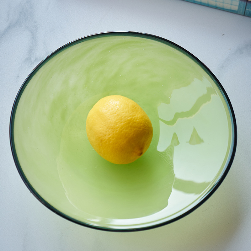 Food Storage Glass Round - Geniş Ağızlı Siyah Kenarlı Renkli Cam