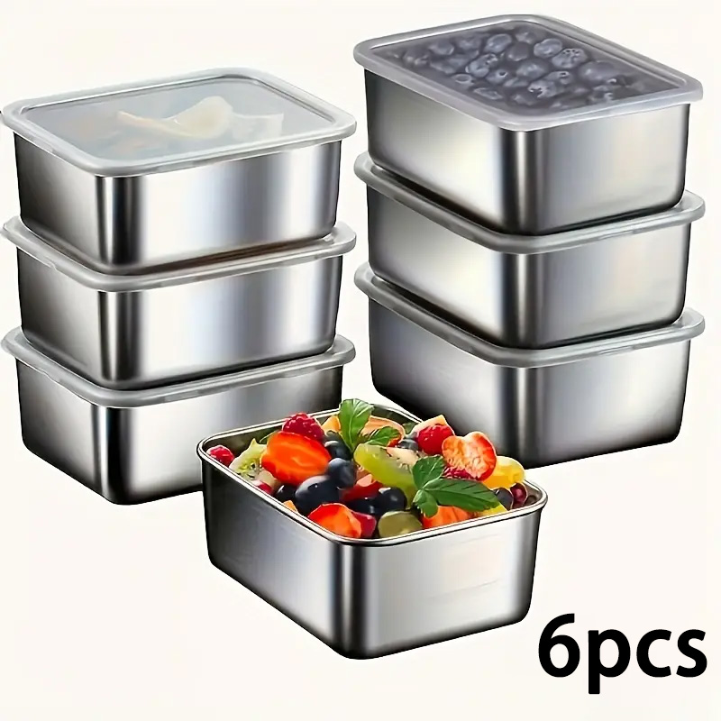 Food Storage Types - 6 Parçalı Paslanmaz Çelik Gıda Saklama