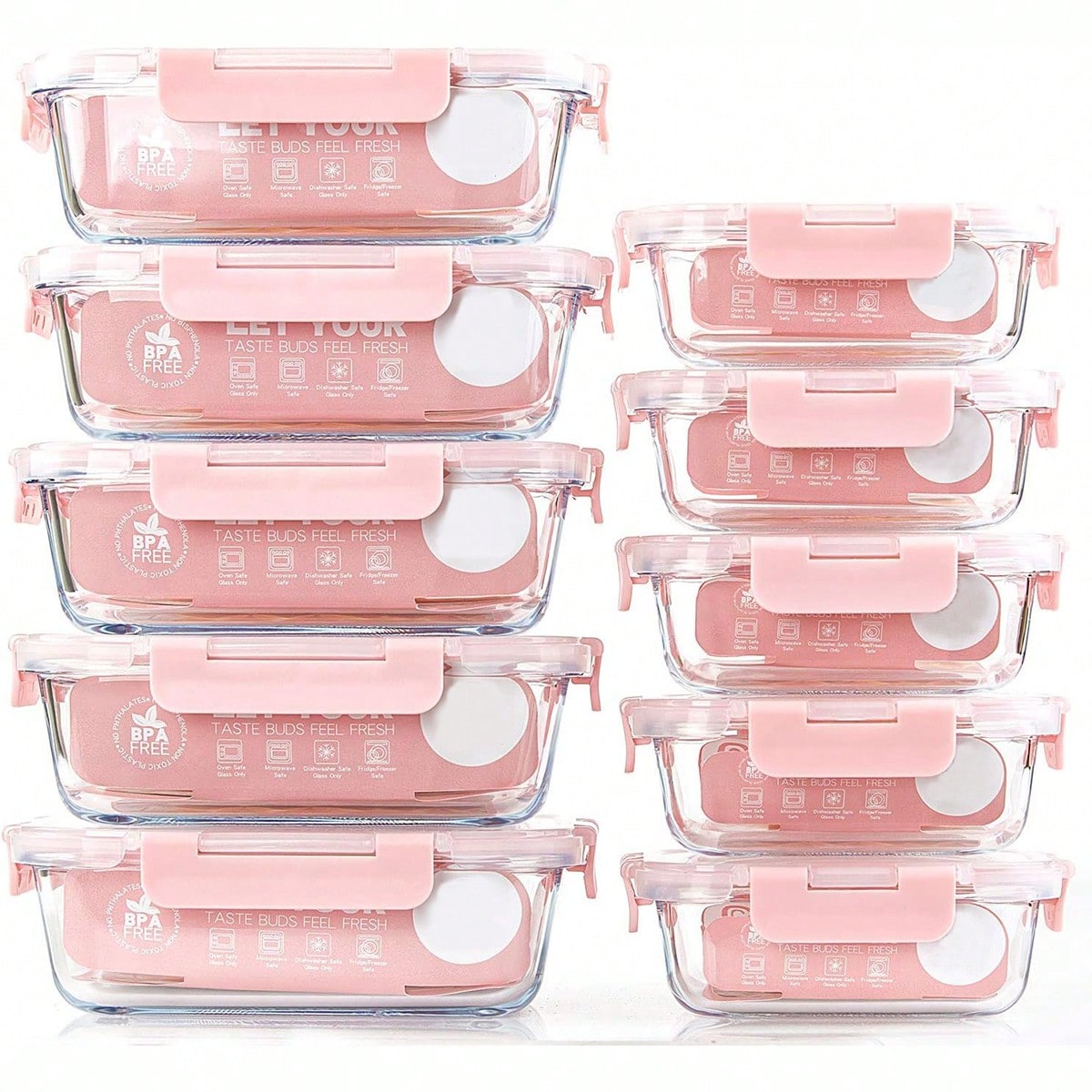 Food Storage And Preservation - 10'lu Paket Cam Yemek Hazırlık Kapları,