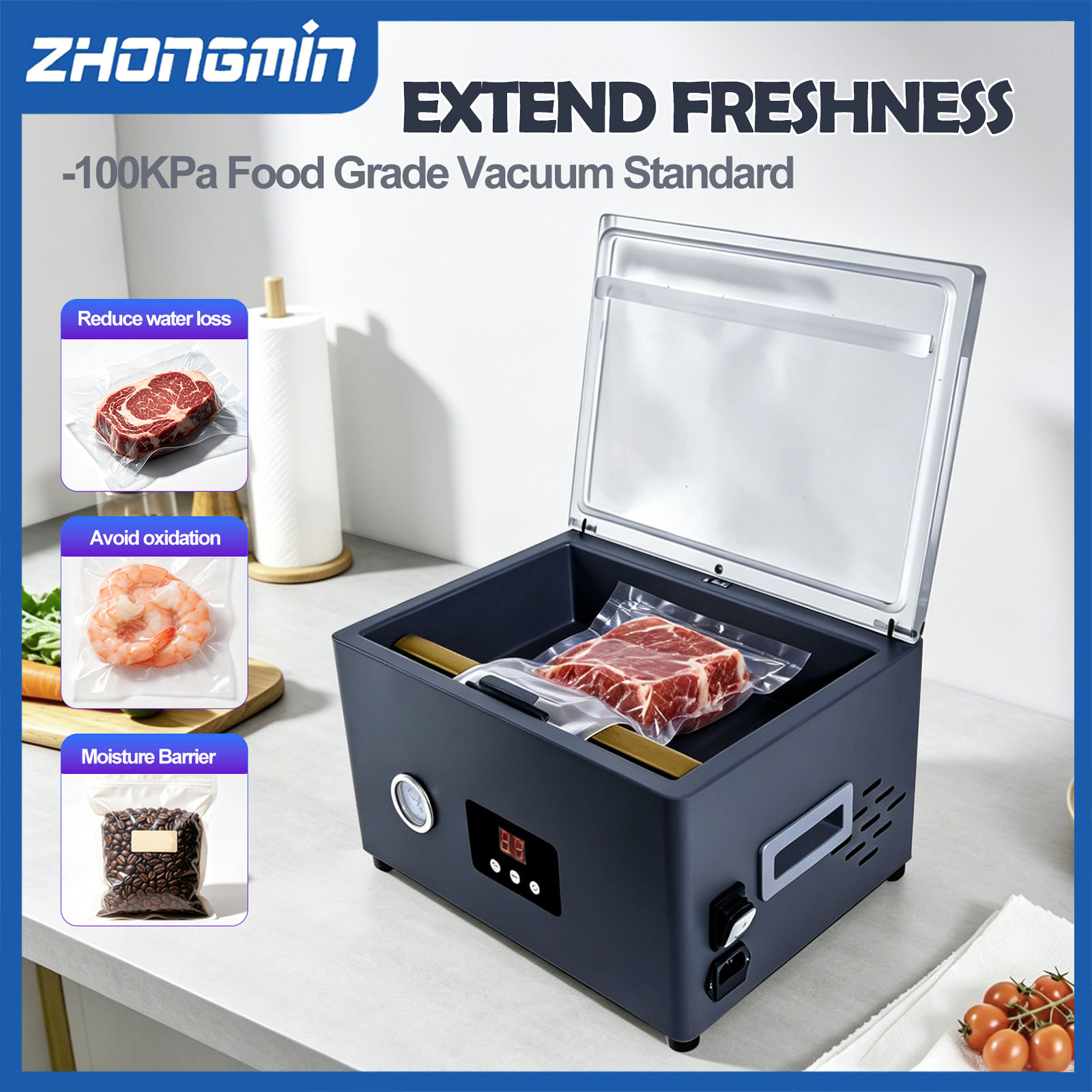 Food Storage Machine - ZM-CVS300 Gıda Vakum Paketleme Makinesi Elektrikli