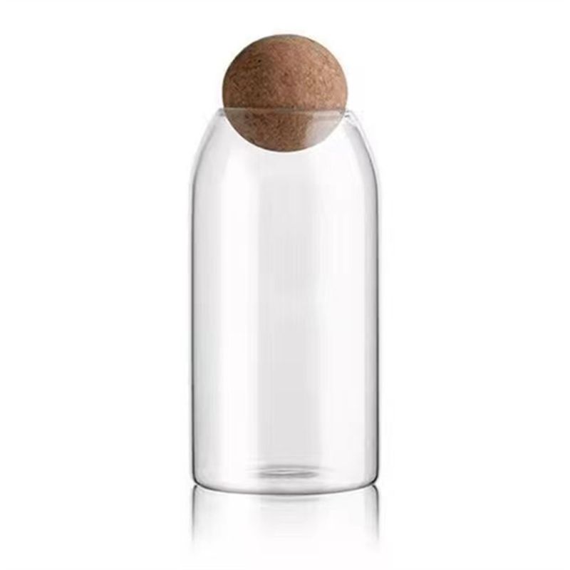 Food Storage Glass Round - A98E - Şeffaf Cam Şişeler, Hava