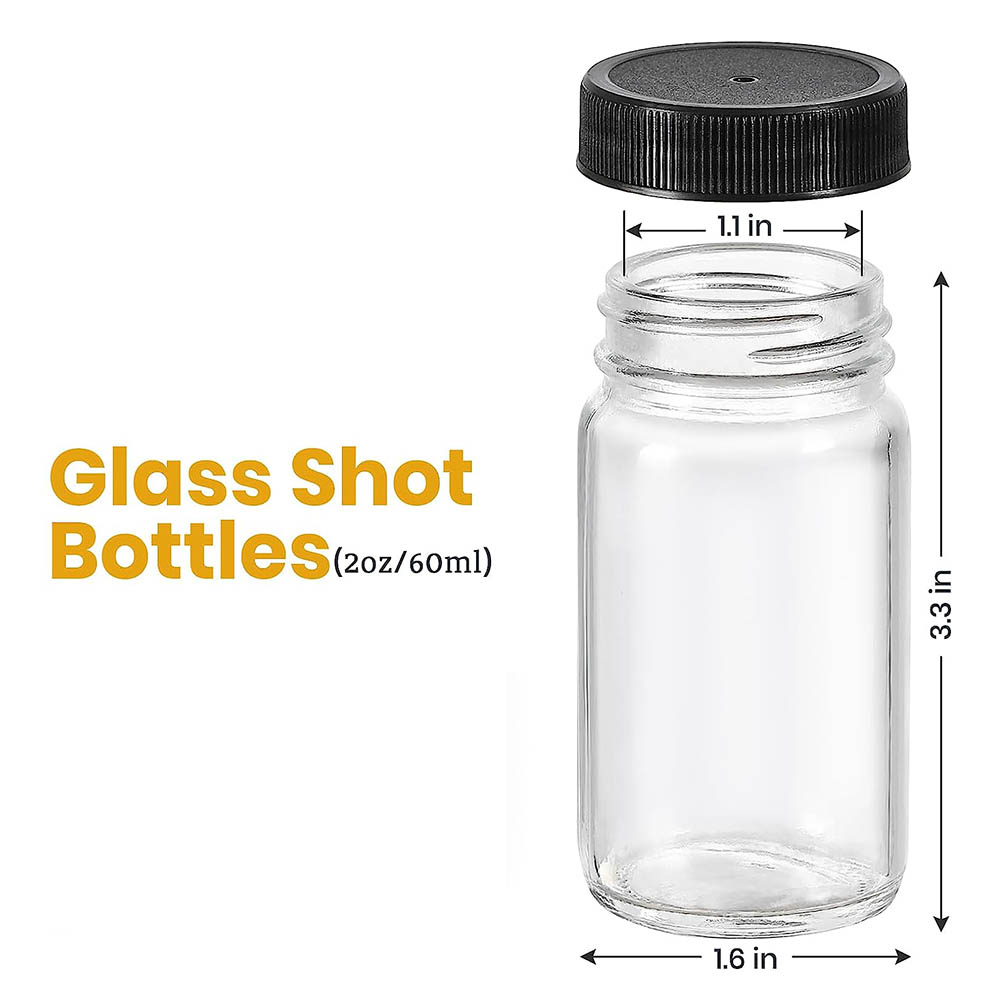 2oz Cam Şişeler, Siyah Kapaklı - Food Storage Essentials incelemesi ve fiyatı